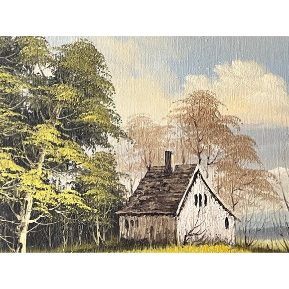 Vintage BRENNER ART Oil Painting Signed-Brenner, cabin scene - Picture 6 of 10